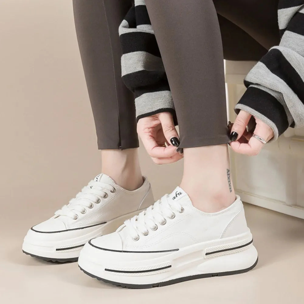 Tied Round Toe Platform Sneakers  Sneakers