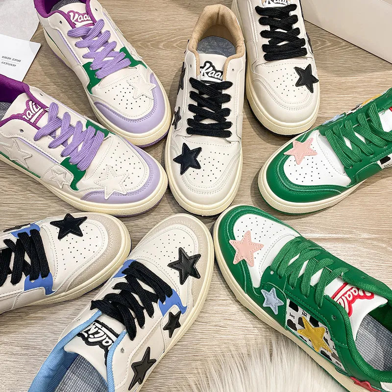 Contrast Star Round Toe Athletic Sneakers  Sneakers