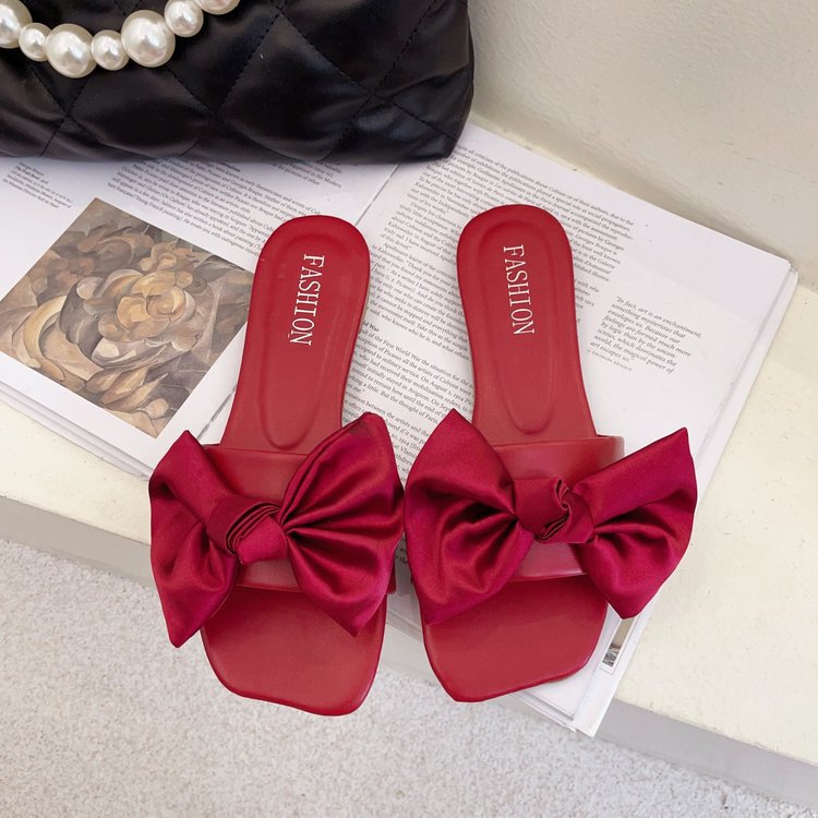 Fashion Personality Flat Bowknot Slippers For Women  Boots