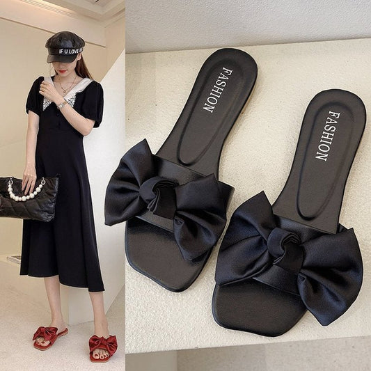 Fashion Personality Flat Bowknot Slippers For Women  Boots