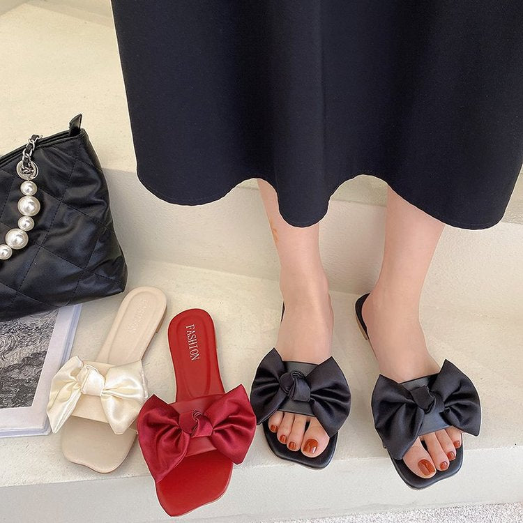 Fashion Personality Flat Bowknot Slippers For Women  Boots