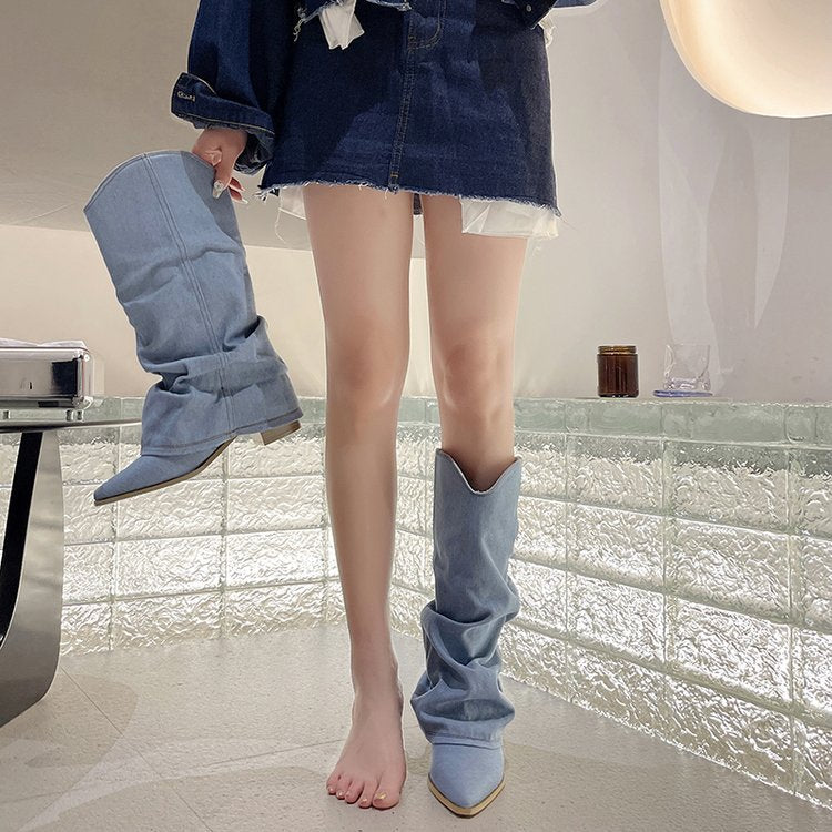 Long Boots Female Pointed High Heel Tall Knight Boots  Boots