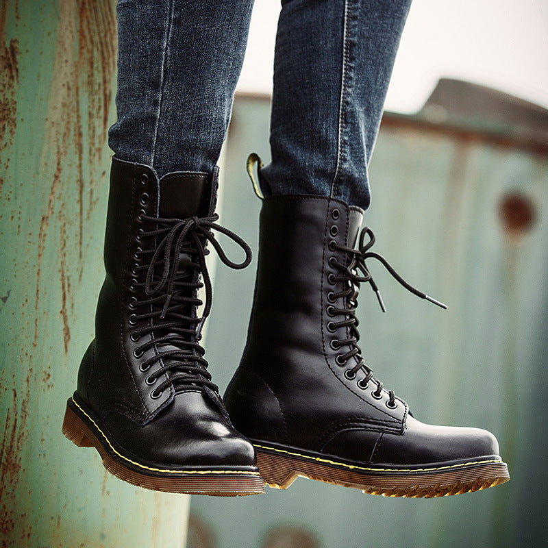 Men's Breathable Leather Cotton Shoes Lace-up  Boots
