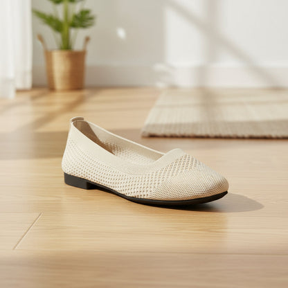 Large Size Flying Woven Women's Shoes Shallow Mouth Mesh Breathable CJ