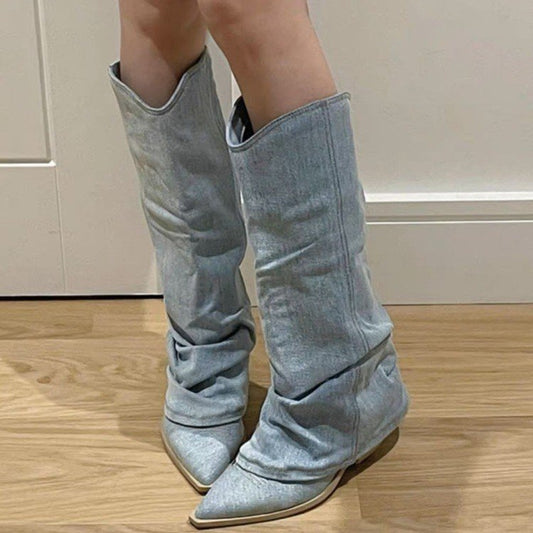 Long Boots Female Pointed High Heel Tall Knight Boots  Boots