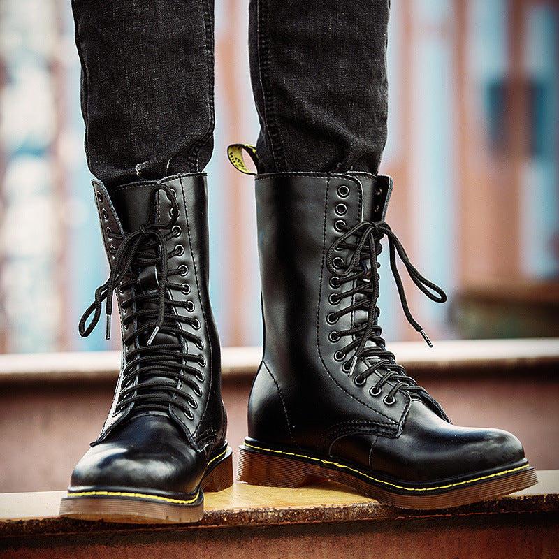 Men's Breathable Leather Cotton Shoes Lace-up  Boots