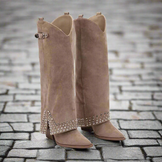 Women's Frosted Rivet Pantyhose Boots  Boots