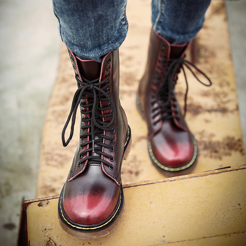 Men's Breathable Leather Cotton Shoes Lace-up  Boots