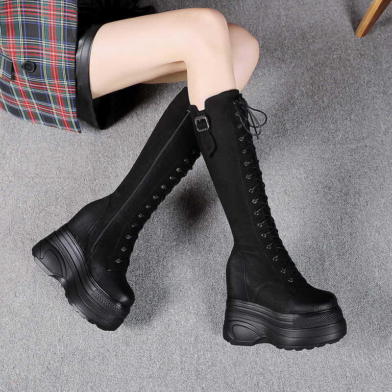 Thick Bottom Hight Increasing Martin Boots Casual All-matching  Boots