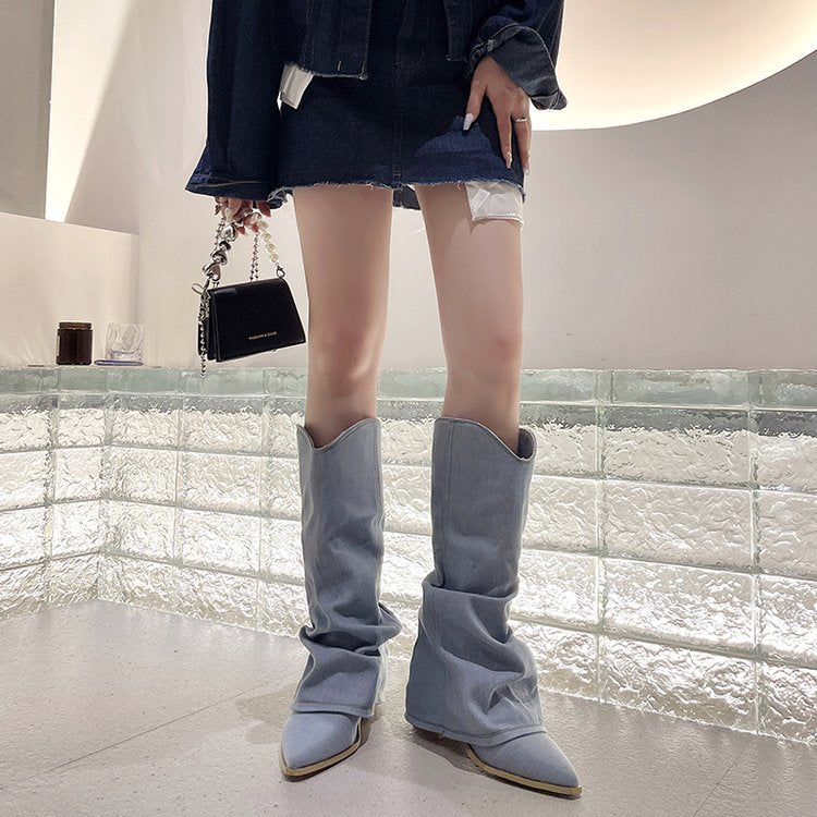 Long Boots Female Pointed High Heel Tall Knight Boots  Boots