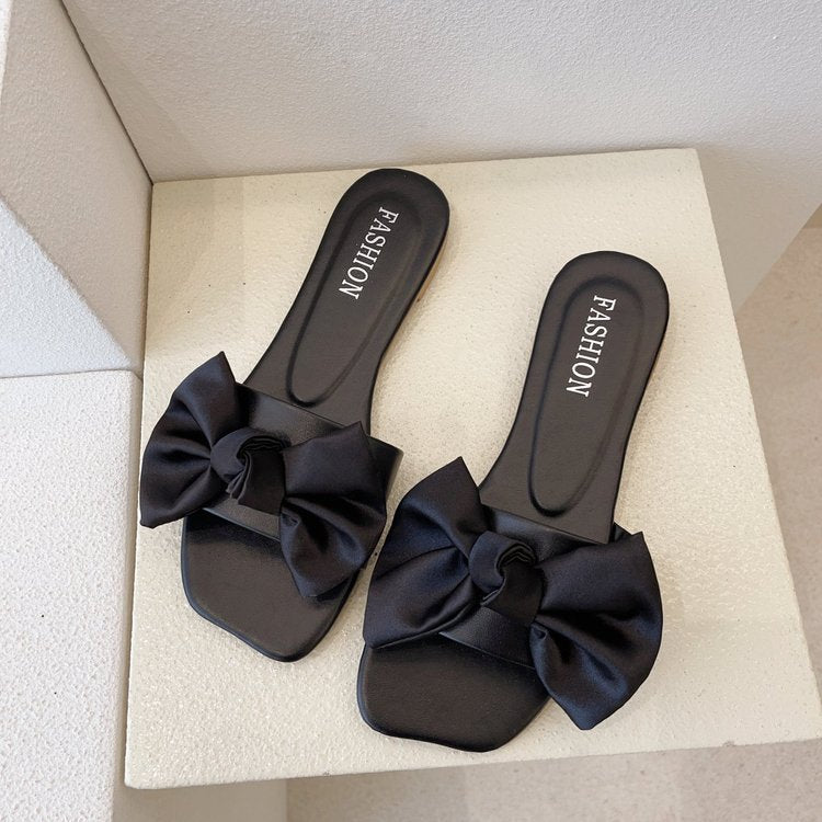 Fashion Personality Flat Bowknot Slippers For Women  Boots