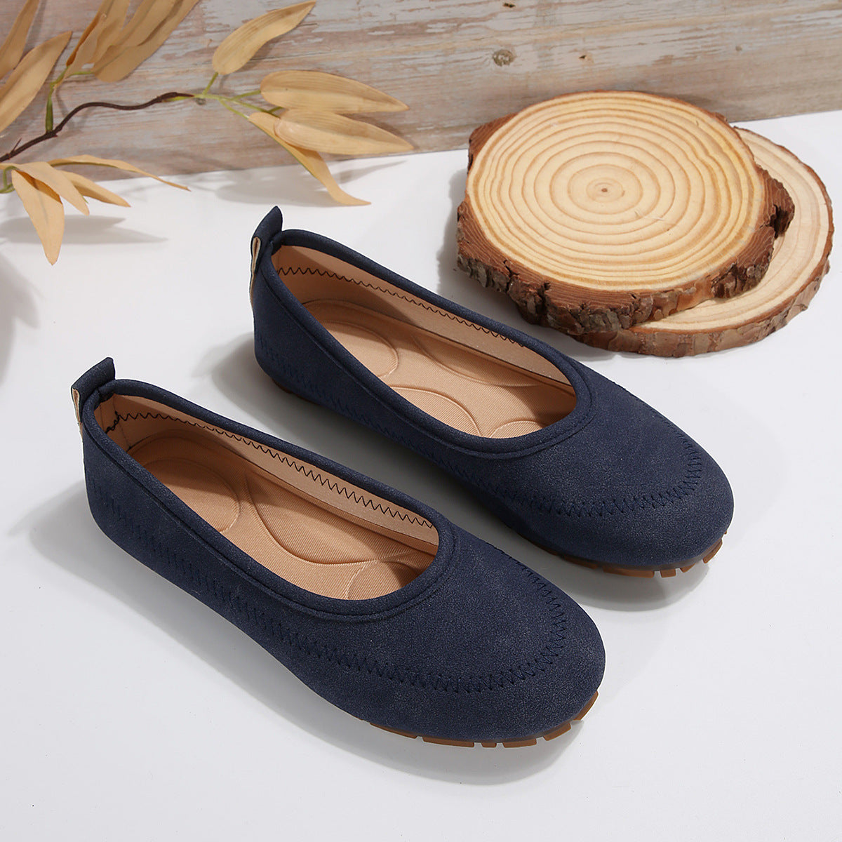 Women’s Low-Cut Round Toe Loafers – Slip-On Flat Casual Shoes