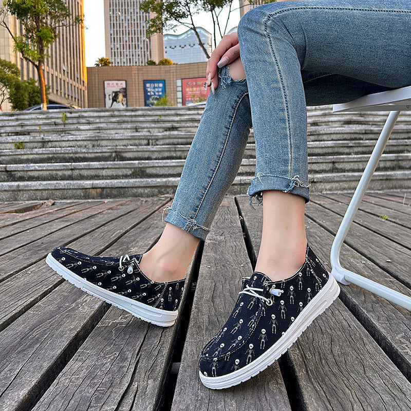 Women's Canvas Casual Plus Size Halloween Versatile Soft Sole Shoes  walking shoes