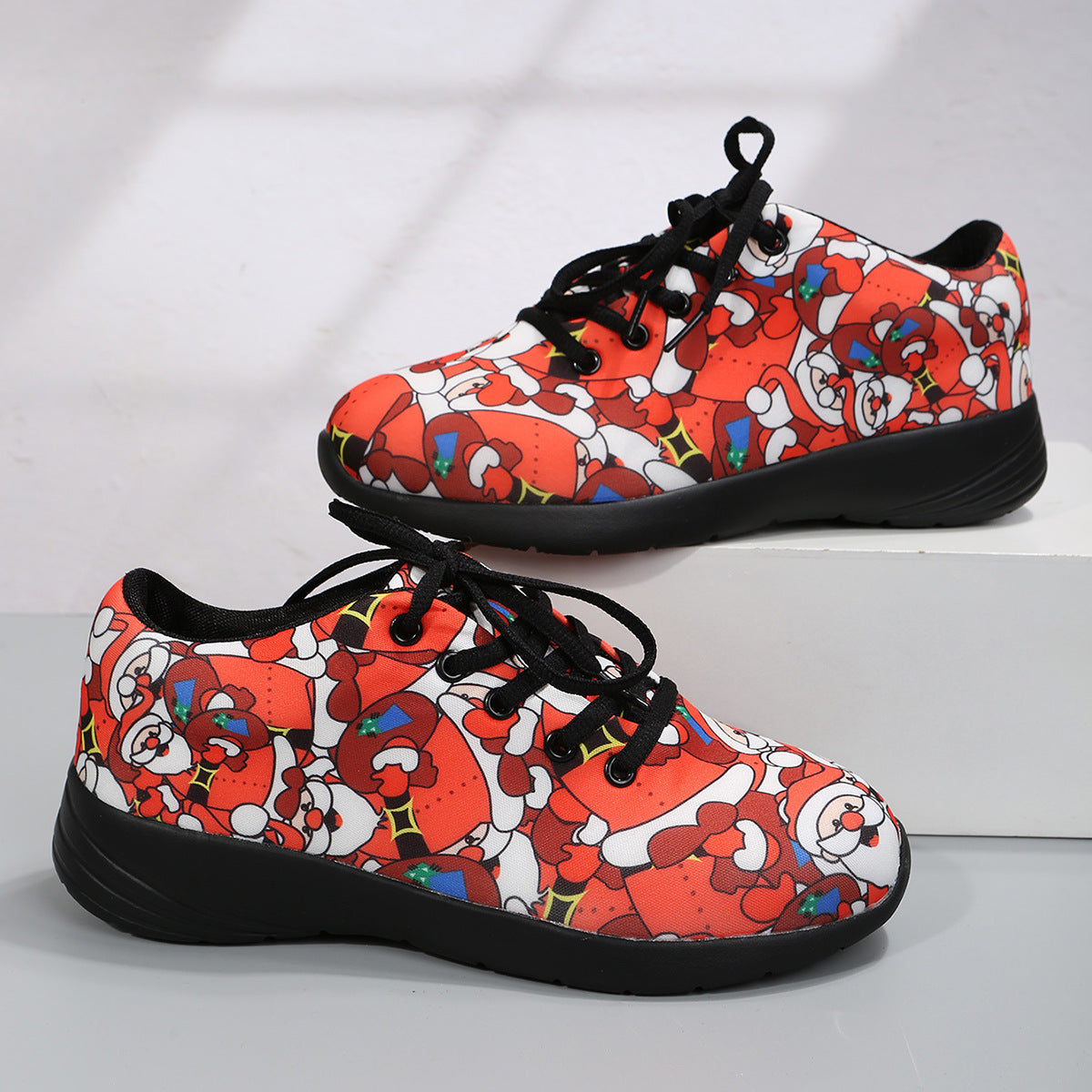 Women's Floral Santa Claus Sneakers And Nude British Lefu Shoes For Women  Sneakers