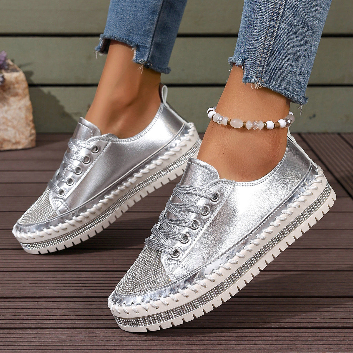 Women’s Plus Size White Sneakers – Chunky Sole Casual Everyday Shoes - Stepique