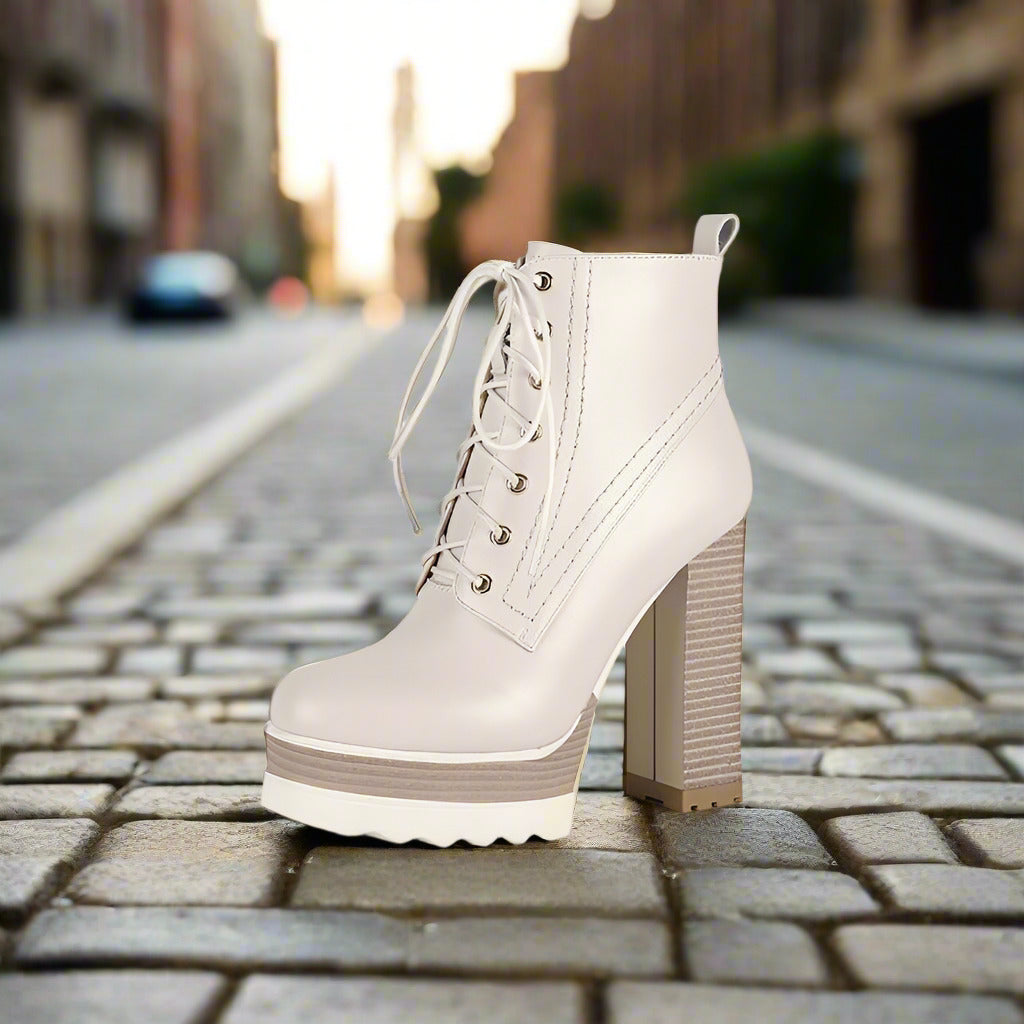 Women's Chunky Heel Waterproof Platform High Heel Boots  Boots