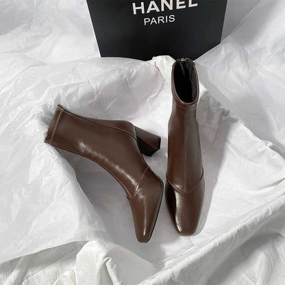 Soft Leather Back Zipper With Velvet To Show Skinny Boots CJ