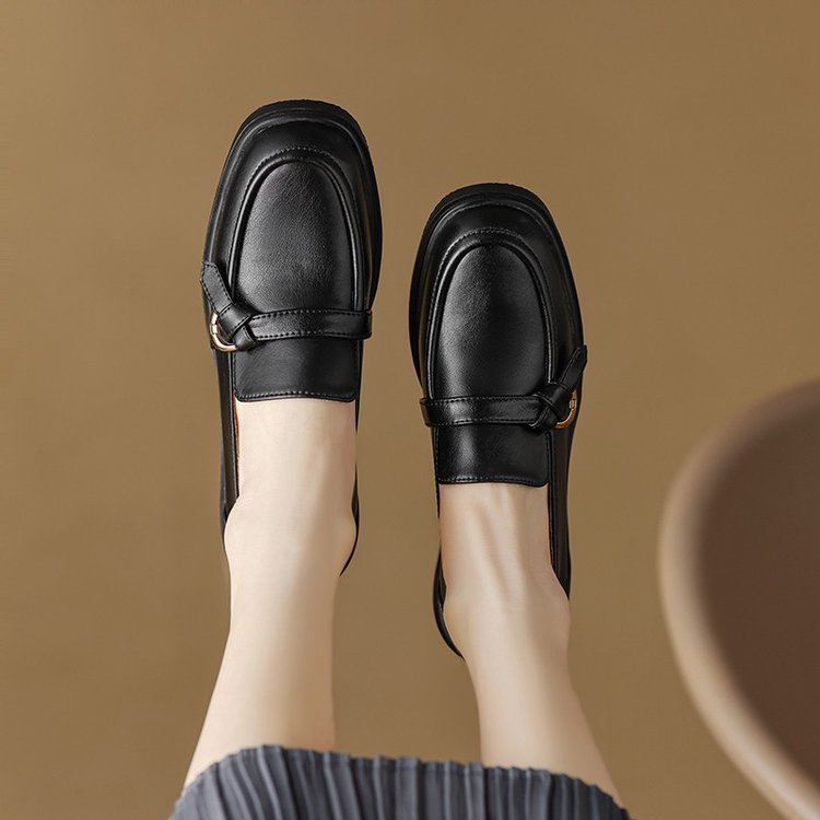 Autumn And Winter Round Toe Low Heel Slip-on Casual Women's Shoes 