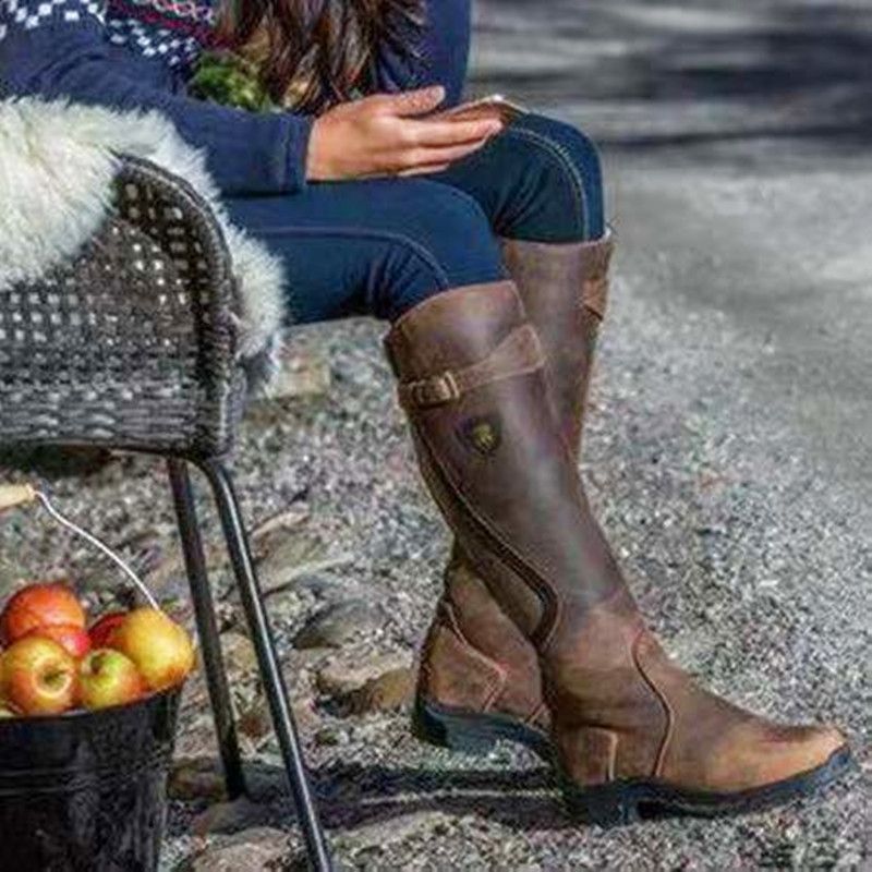Heritage Rider Buckle Knee-High Western Boots