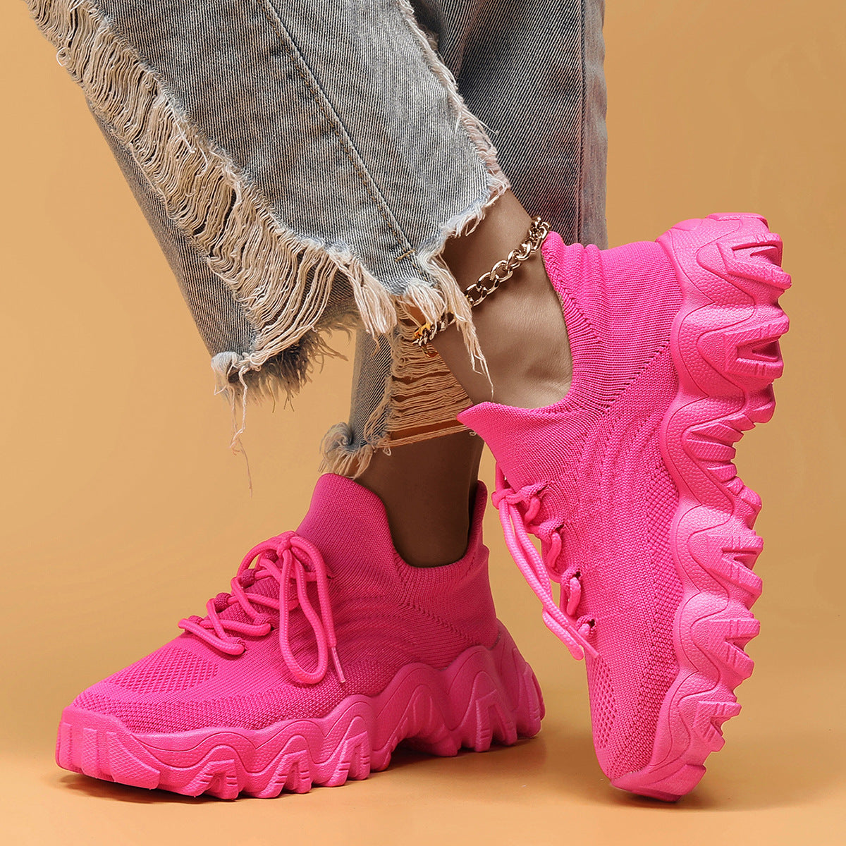 Women's Simple And Breathable Fly Woven Socks And Shoes  walking shoes