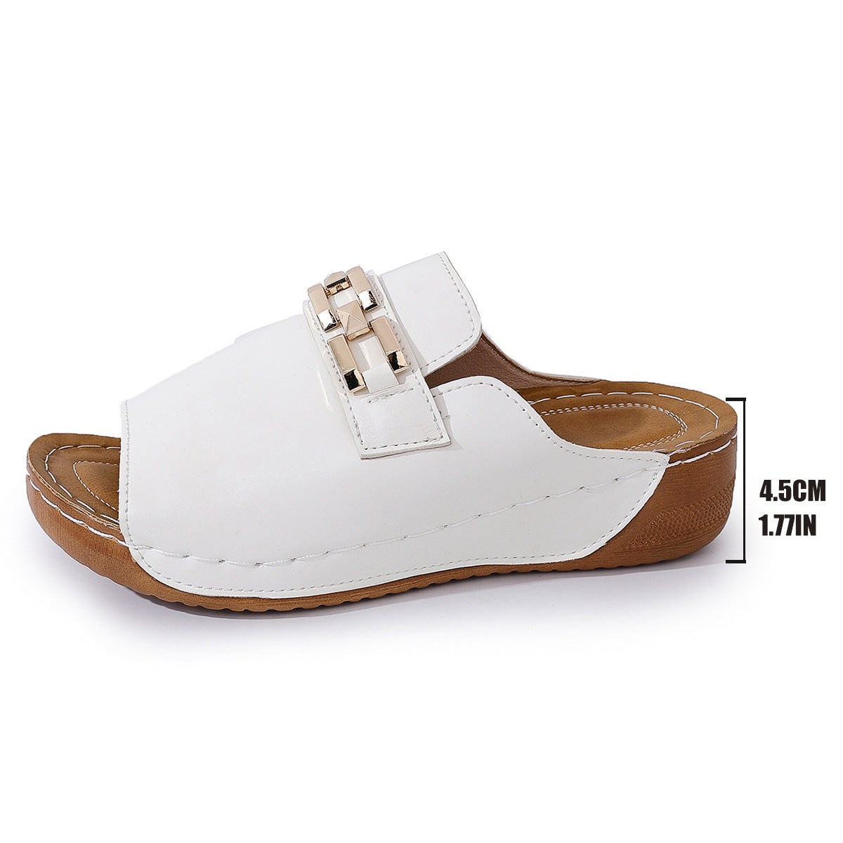 Plus Size Peep Toe Slippers With Metal Accessories  casual slippers