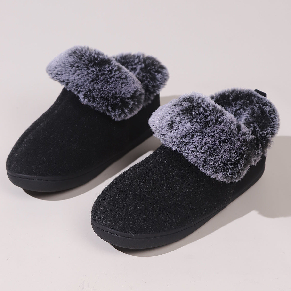 Women’s Felt-Fur Collar Indoor Winter Shoes | Cozy Slip-Ons 