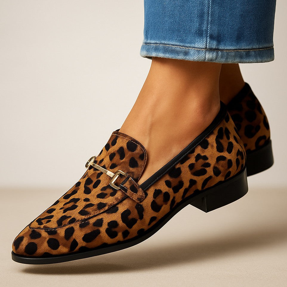 New Pointed-toe Low-cut Leopard-print Casual Shoes 