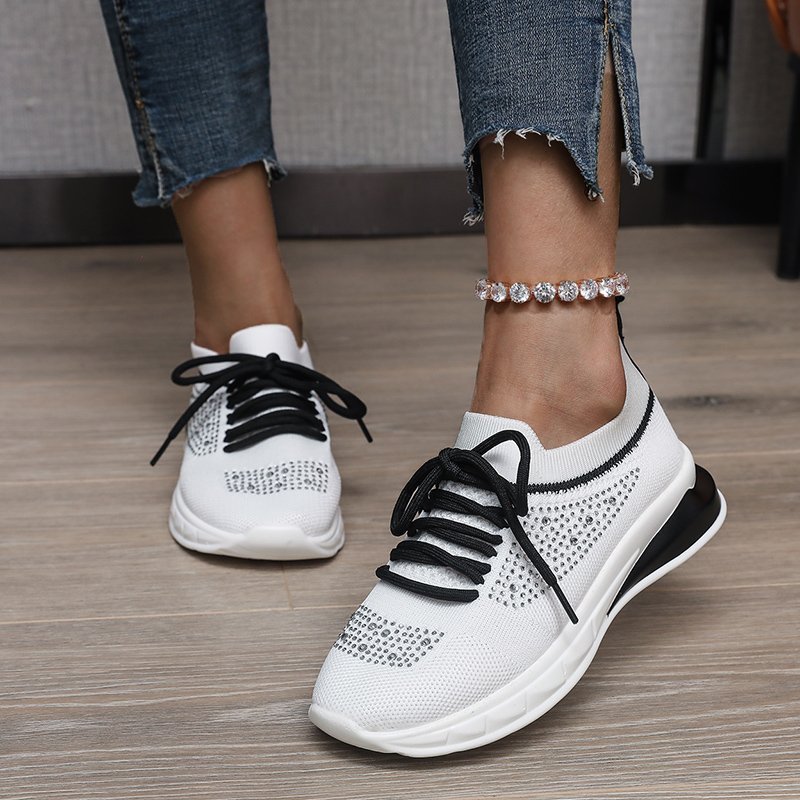 Summer New Style Rhinestone Casual Shoes Women Walking Shoes Socks Sports Shoes  walking shoes