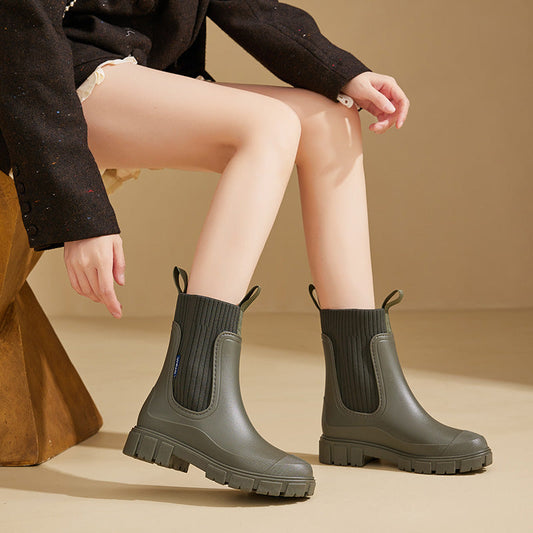 Women’s Waterproof Height-Increasing Rain Boots 