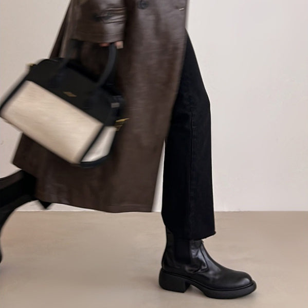 Womens British-style Dr Ankle Boots With Chunky Heels 