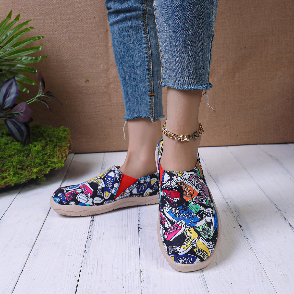 Round Toe Flat Bottom Comfortable Slip-on Lofter Pumps Sneakers For Women  Sneakers