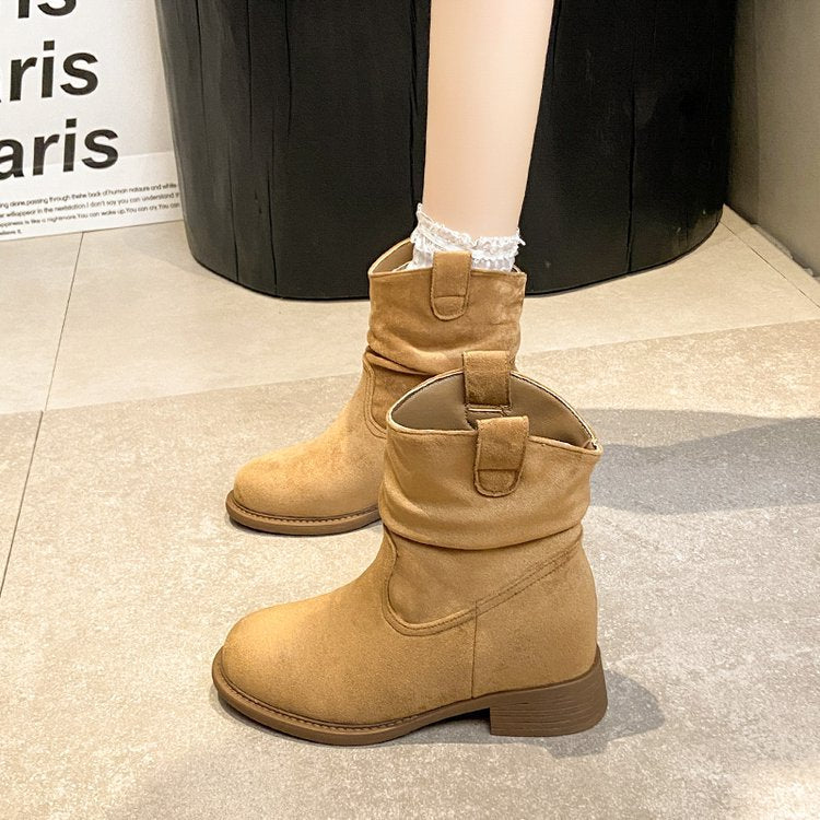 Suede Slimming Chunky-heel Fashion Ankle Boots For Women 