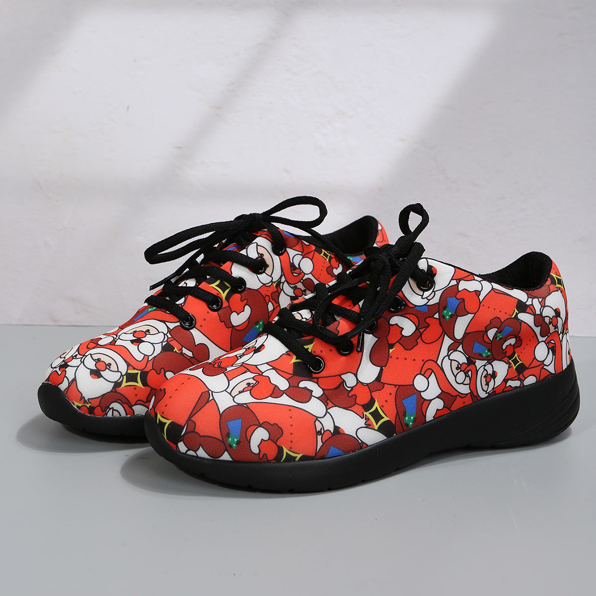 Women's Floral Santa Claus Sneakers And Nude British Lefu Shoes For Women  Sneakers