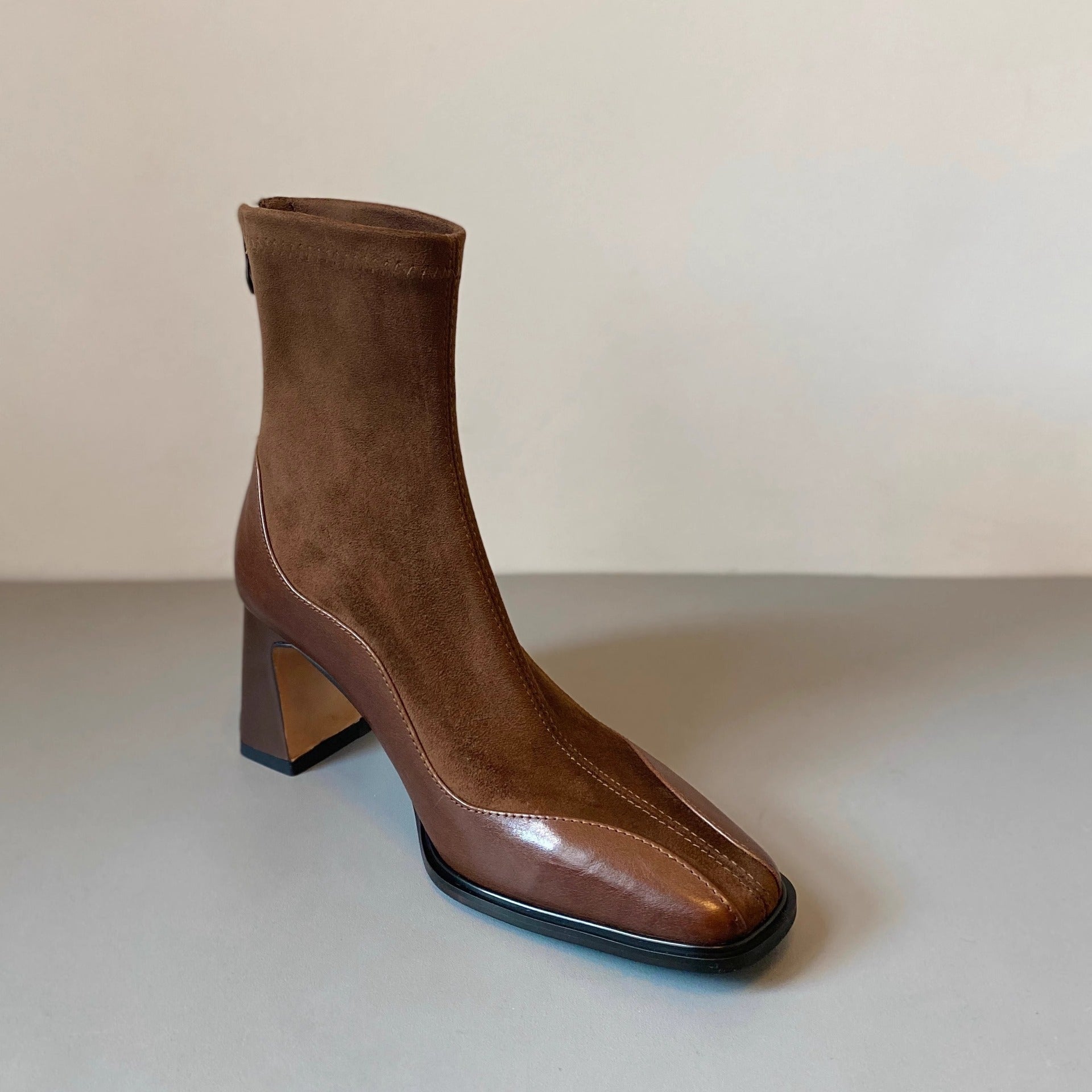 Retro New Chunky Heel High Heel Short Boots Women  Boots