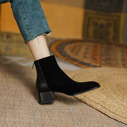 34 Suede Mid-heel Women's Martin Boots 