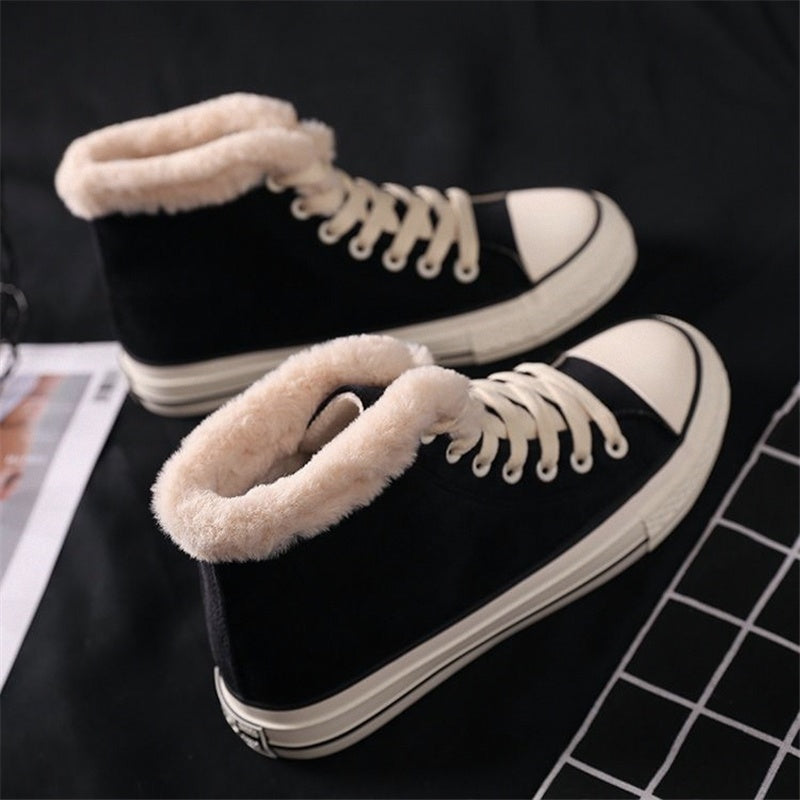 Canvas Shoes Women's Plush Cotton-padded Warm-keeping Cotton Shoes 