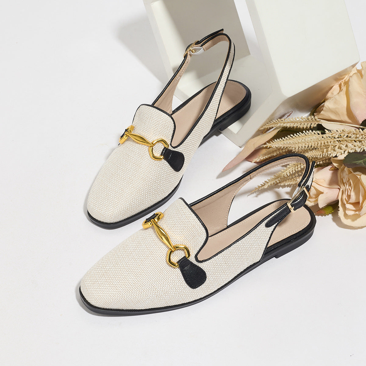 Closed Toe Half Slippers Women's Chunky Heel Low Heel Sandals  walking shoes