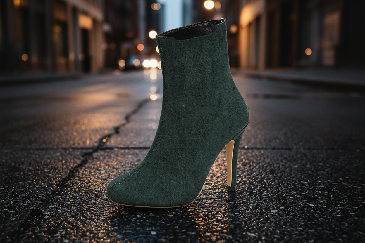 Womens Stylish Figure-flattering Suede High-heeled Ankle Boots 