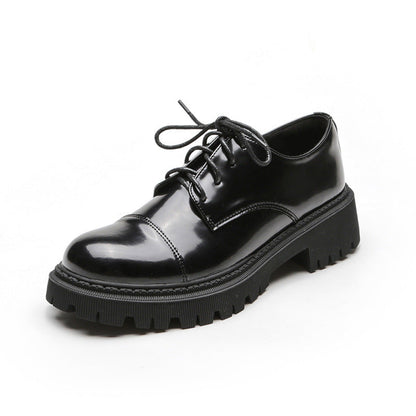 Women’s Solid-Color Retro Slip-On Platform Shoes – Versatile Casual Style CJ