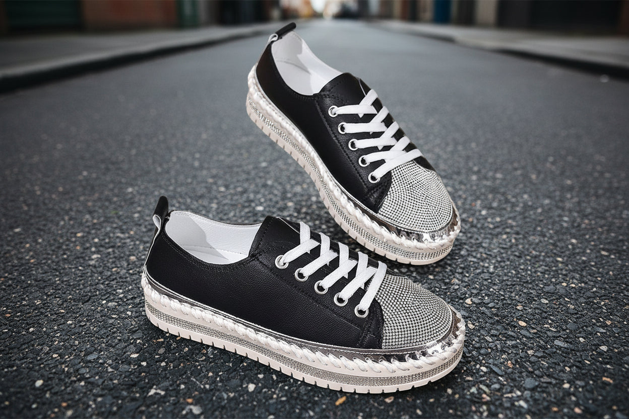 Women’s Plus Size White Sneakers – Chunky Sole Casual Everyday Shoes - Stepique