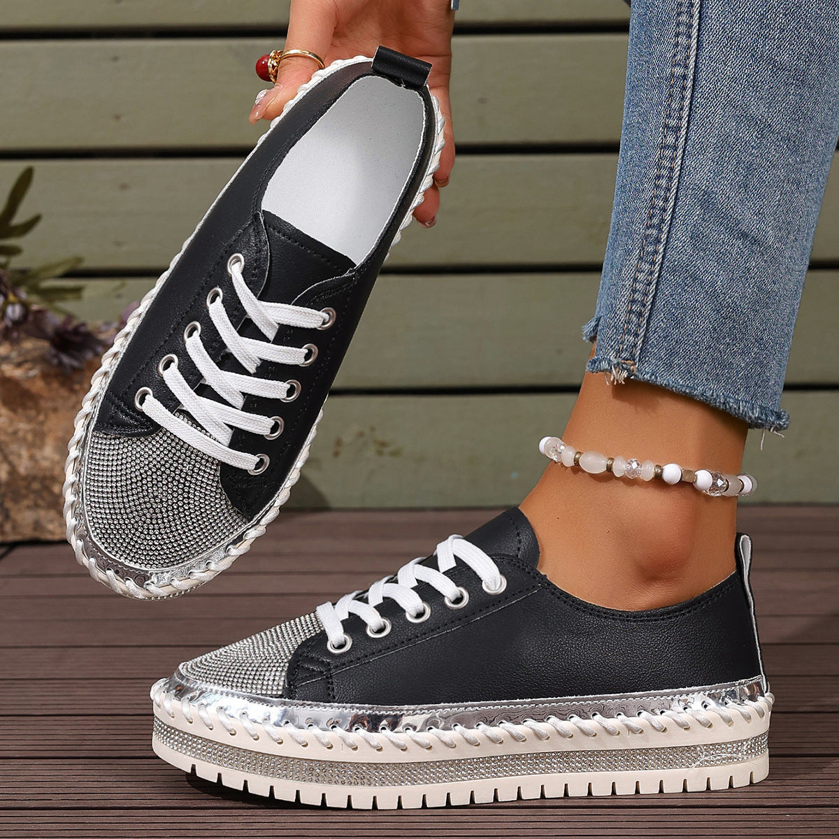 Women’s Plus Size White Sneakers – Chunky Sole Casual Everyday Shoes - Stepique