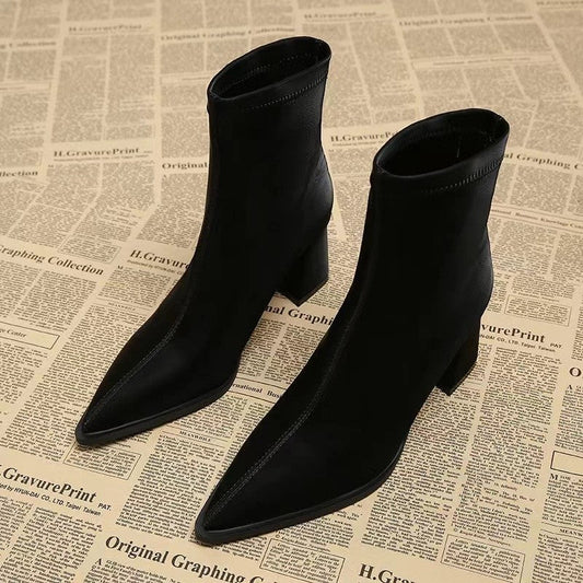 Women's Stretch Fashion Suede Pointed Martin Boots  Boots