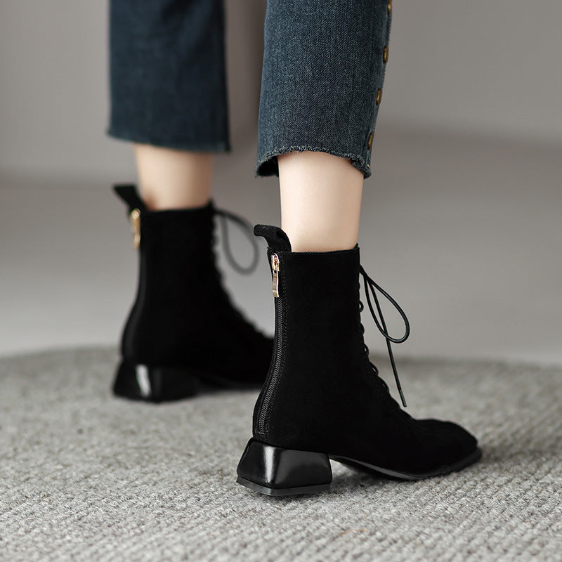 Women's All-match Square Toe Martin Boots 