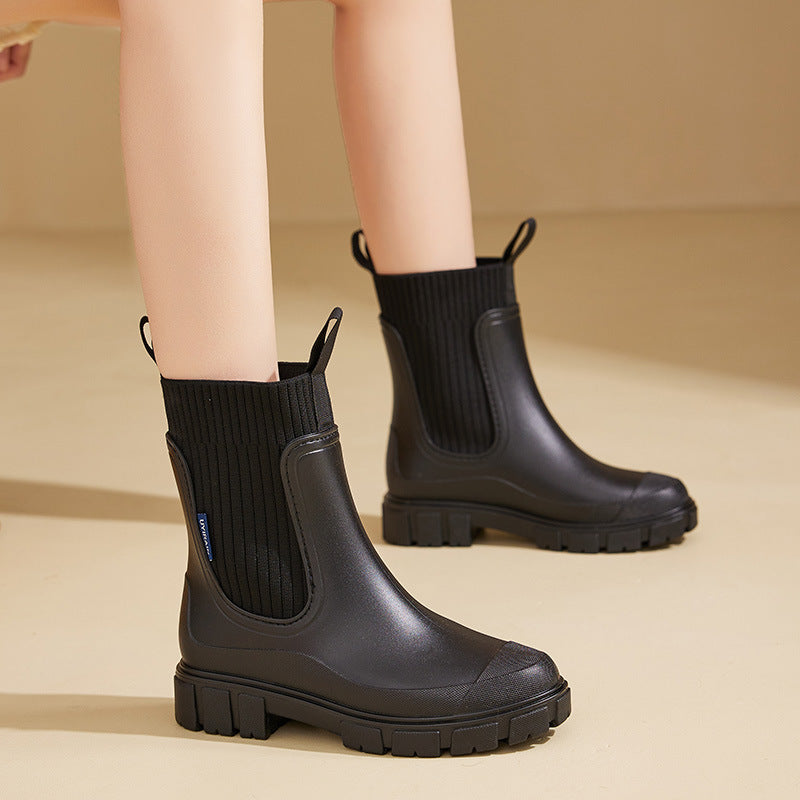 Women’s Waterproof Height-Increasing Rain Boots 